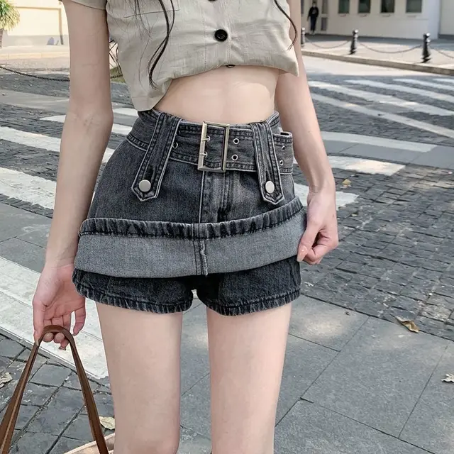 Y2k Denim Skirts Women's Summer 2023 Sexy Short Mini Skirt Wrap