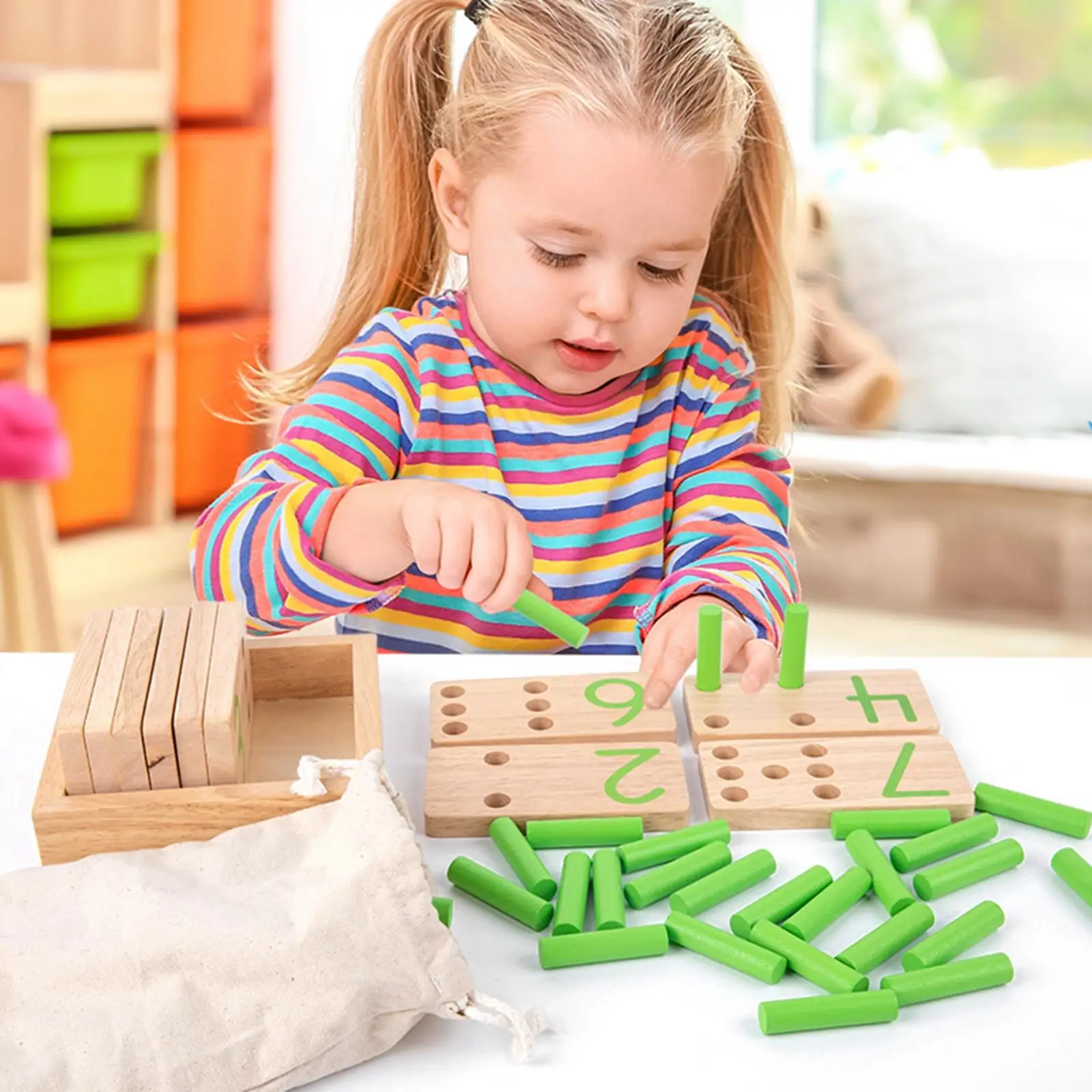 Wooden Sticks Inserting Blocks Enlightenment Toys Educational Toy Counting Rods Box Counting Stick for Children Birthday Gifts