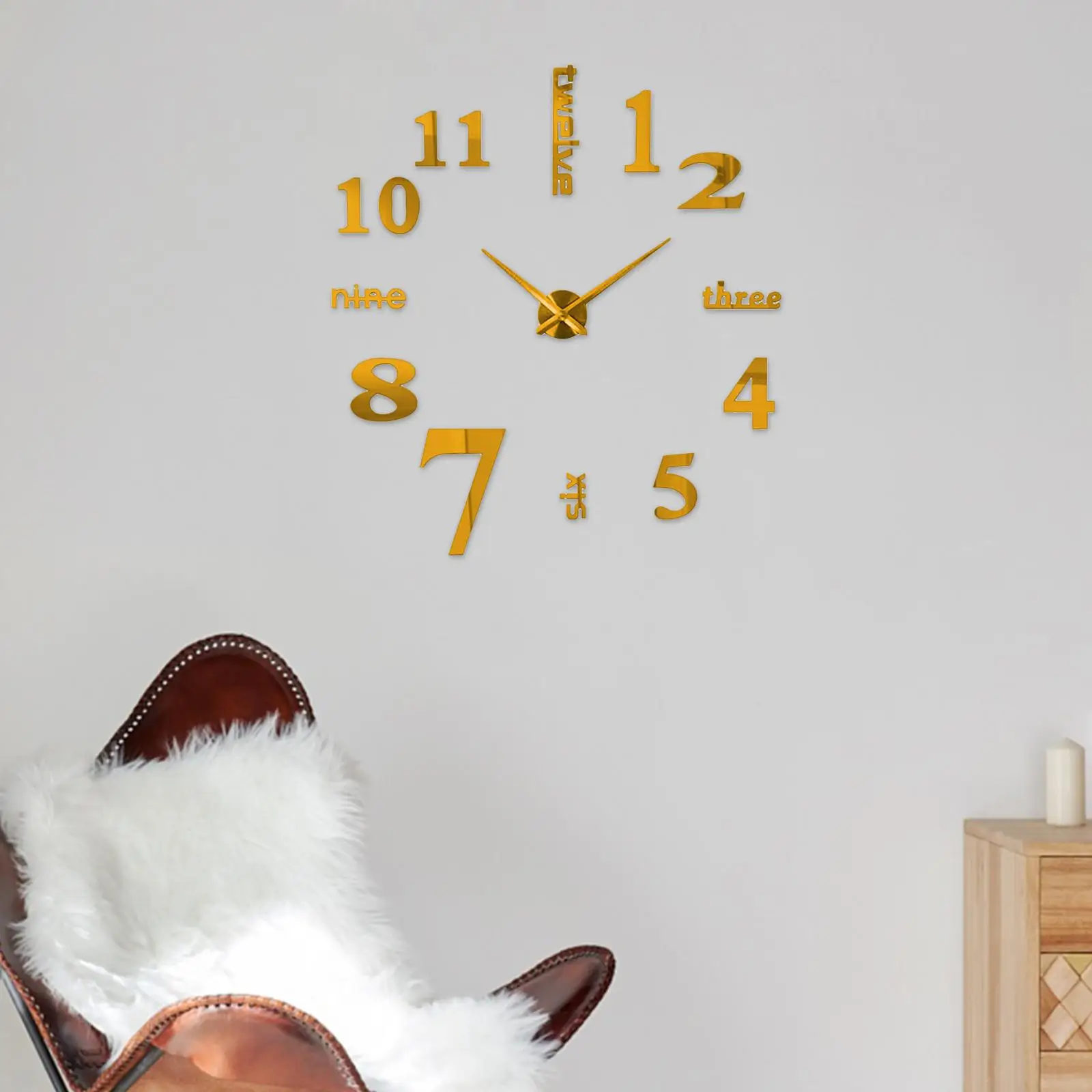 Modern Wall Clock Digital Clock Decorative Sticker Frameless Acrylic Silent DIY for Kitchen Bedroom Office Home Decor Ornament