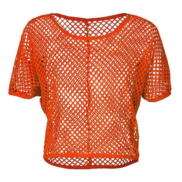 Camiseta de malla de de manga corta para mujer, blusas de rejilla suaves  con pedrería brillante Baoblaze manga corta de mujer