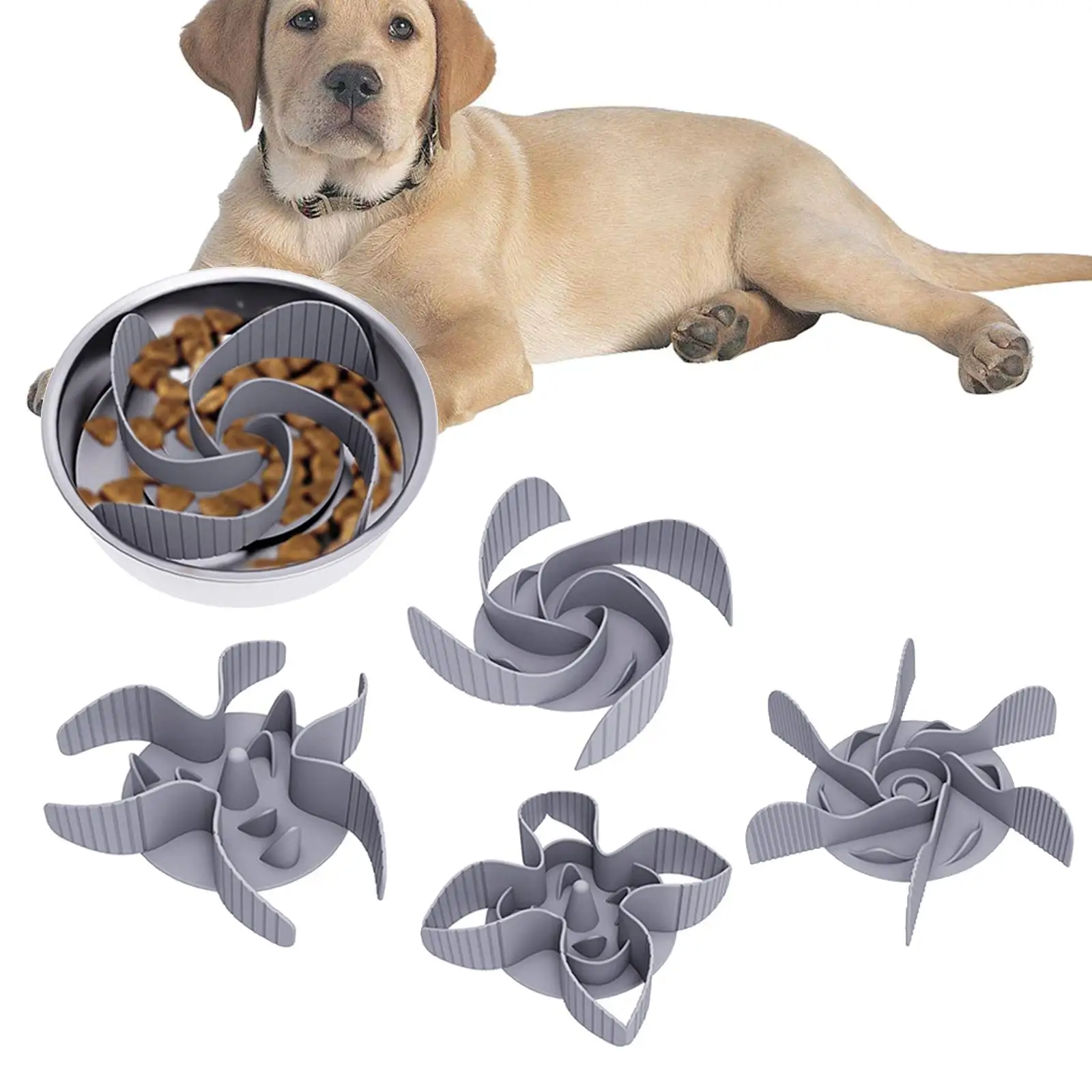 Slow Feeder Dog Bowl Spiral Slow Anti Choke Feeder Insert Silicone Can be Cut Pet feeder Mat