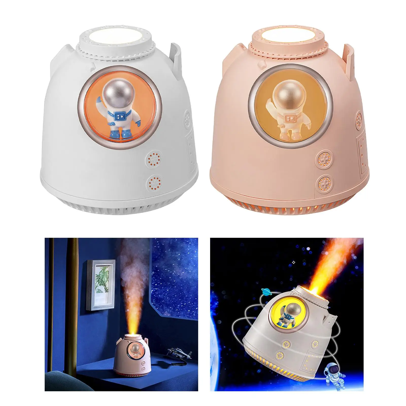 Mini 260ml Air Humidifier USB Charging Space Man Night Light Astronaut Figurines for Tabletop Office Dorm Indoor Bedside