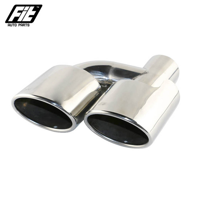 1 PCS Stainless Steel 63mm Inlet dual exhaust tips Car Oval Muffler  tailpipes Engraved Logo for For W204 C300