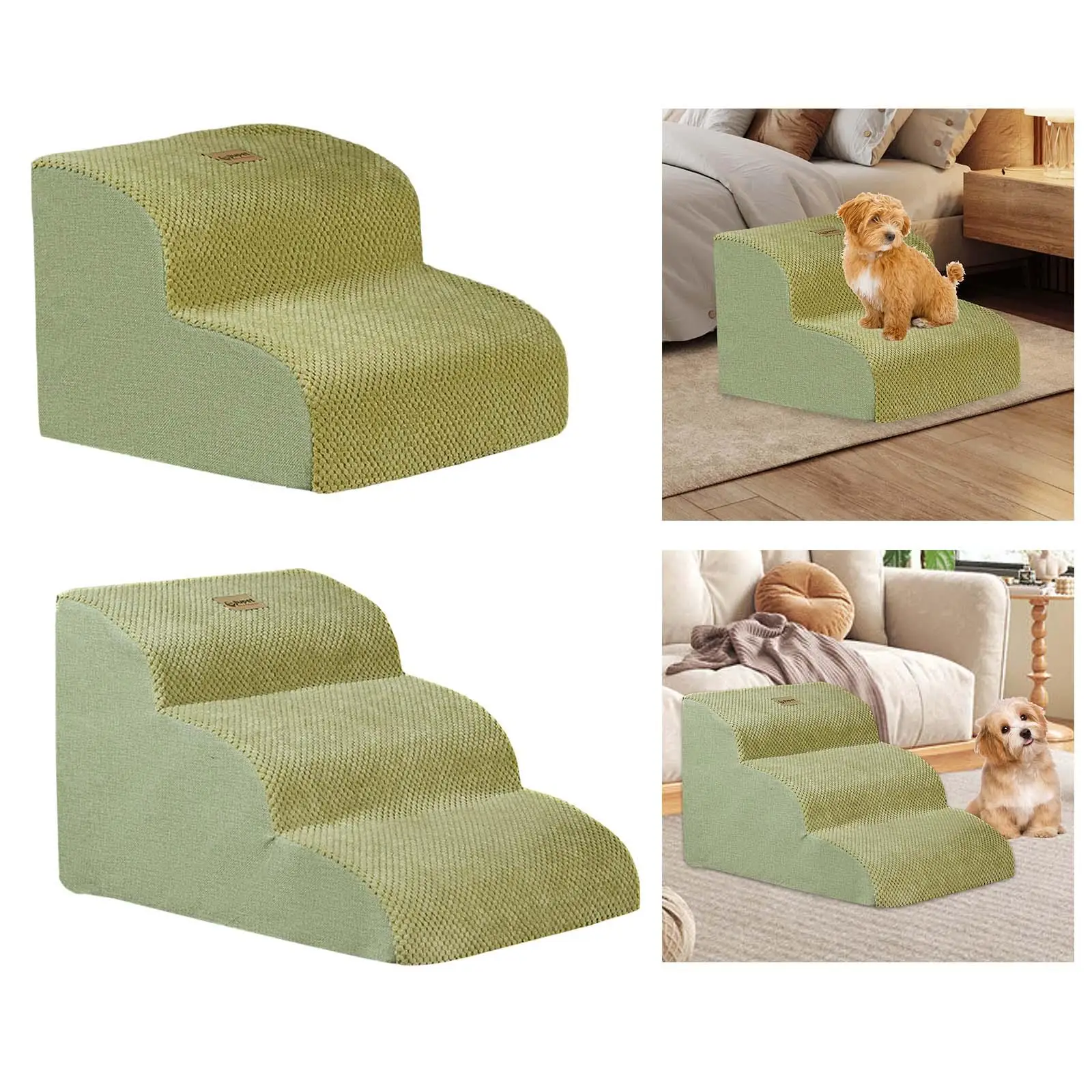 Dog Stairs Nonslip with Removable Washable Cover Pet Stairs for Small Dogs Pet Foam Ladder for Tall Bed Couch Home Play SUV