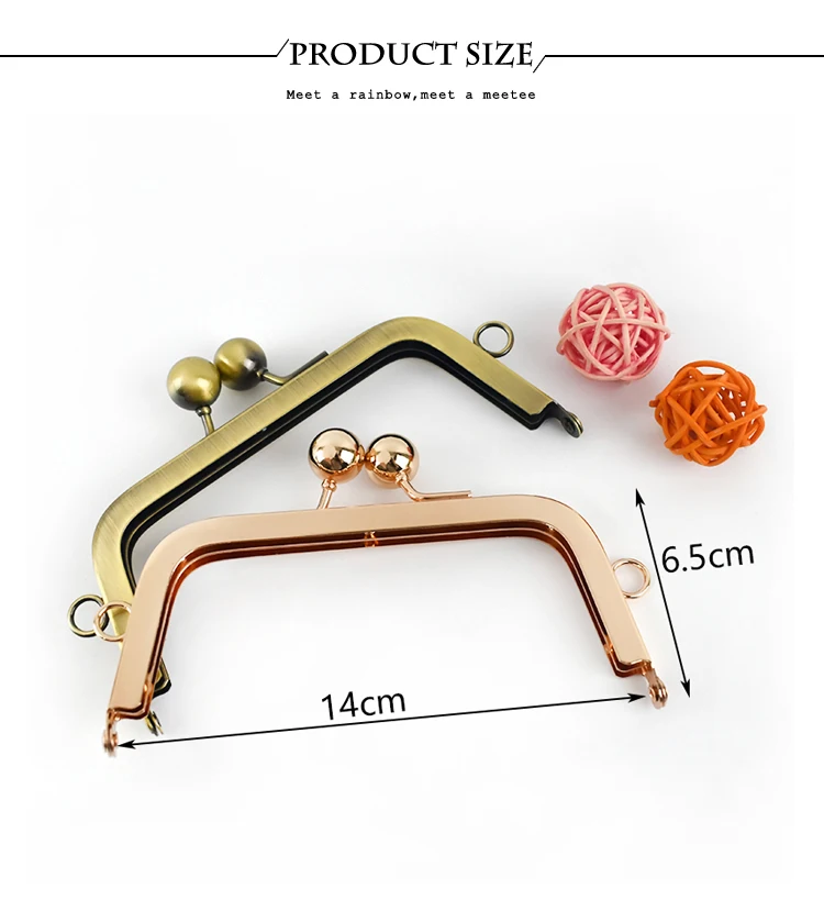1-5Pcs 14cm Square Metal Frame for Bags Clasp Handbag Handle Purse Frames Metalic Kiss DIY Bag Handles Sew Hardware Accessories