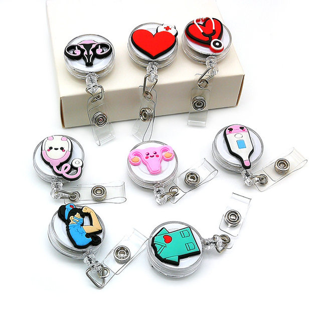 2024 1pc Rectractable Nurse Badge Reel Anime Heart Lung Brain