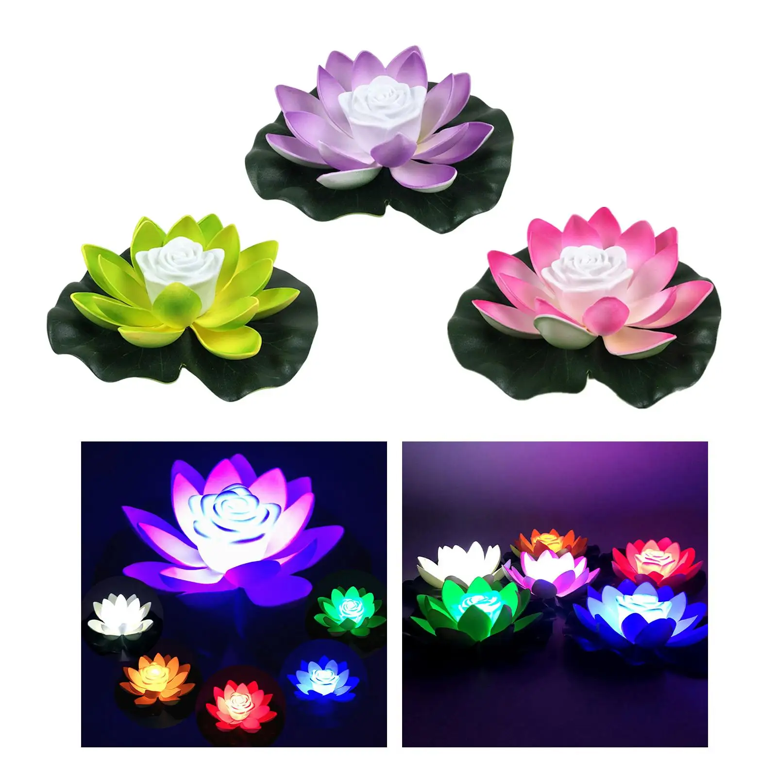 LED Floating Lamp Night Lamp Lily Flower Waterproof Wishing for Garden Swimming Water Fountain Fish Tank Courtyard