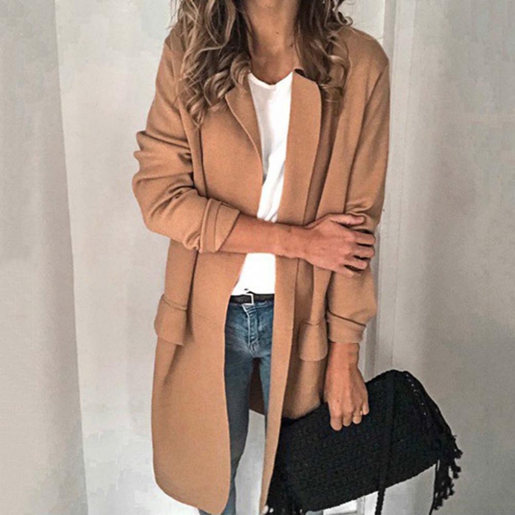 Title 6, Women Long Blazer Solid Color Loose Cardigan Lo...