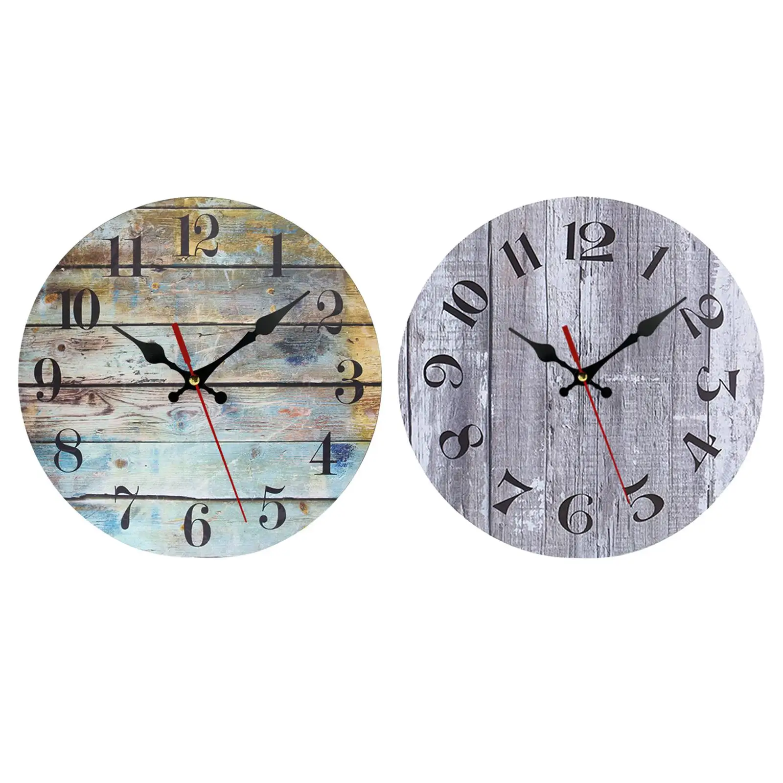 Rustic Hanging Clocks Battery Operated Silent Quartz Clock 9.8inch Wood Wall Clock for Farmhouse Bedroom Office Home Bedside
