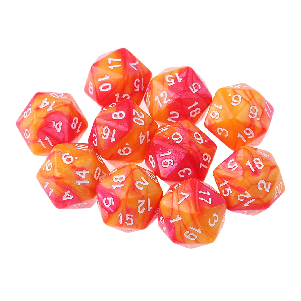 10pcs Acrylic Polyhedral Dice 20 for Kids Building Blocks 14mm