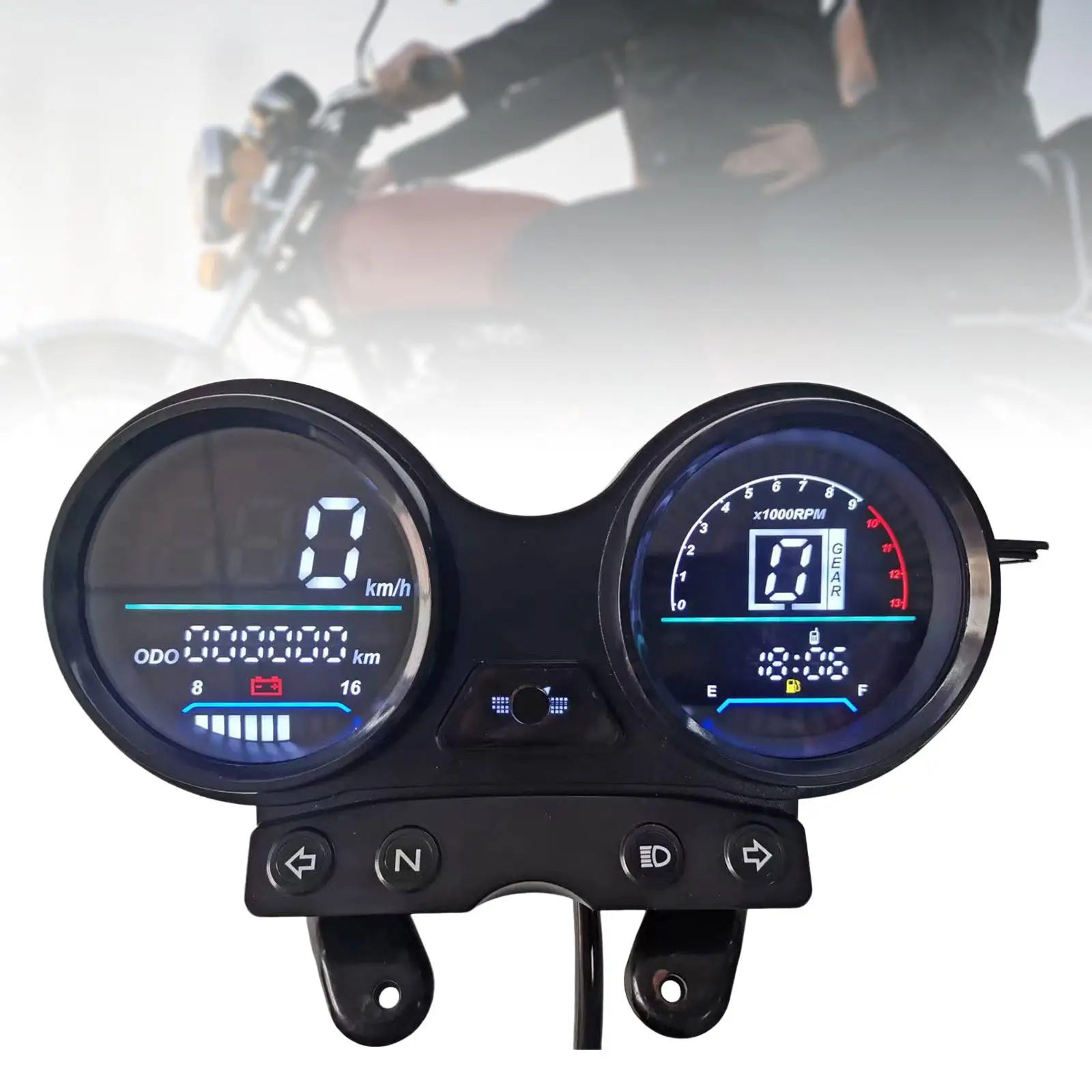 Motorbike Digital Odometer Speedometer 12V for Ybr 125 Replacement LED LCD