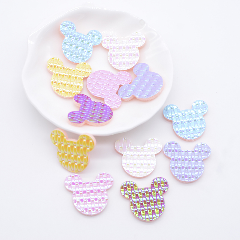 50 Stücke 2,4*2 cm PU Leder Mosue Kopf Applikation für Hut Kleidung Nähen Patches DIY Baby Kopfbedeckungen BB Clips Bogen Dekor Zubehör – Detail 1