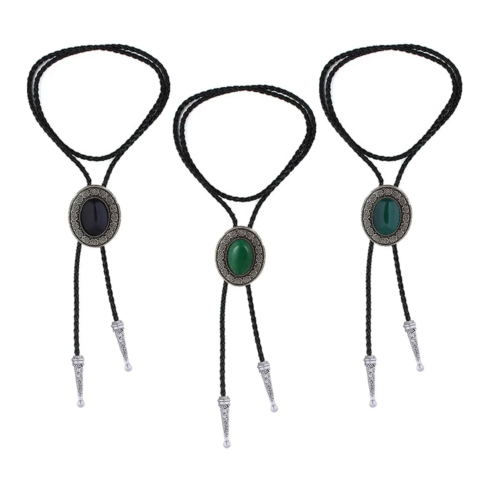 Bolo Tie for Men with Natural  Costume Accessories Round Shape Native Western Collar Rope   String Ties