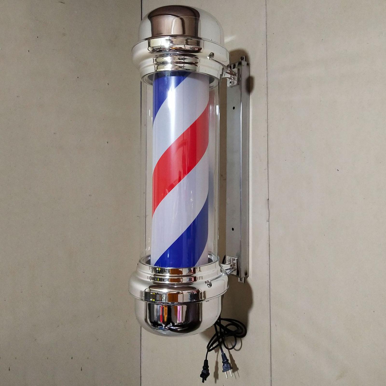 Waterproof Barber Pole Light Rotating Hair Salon Shop Sign Light Wall Hanging Lamp Stripes for Outdoor Indoor Barber Shop