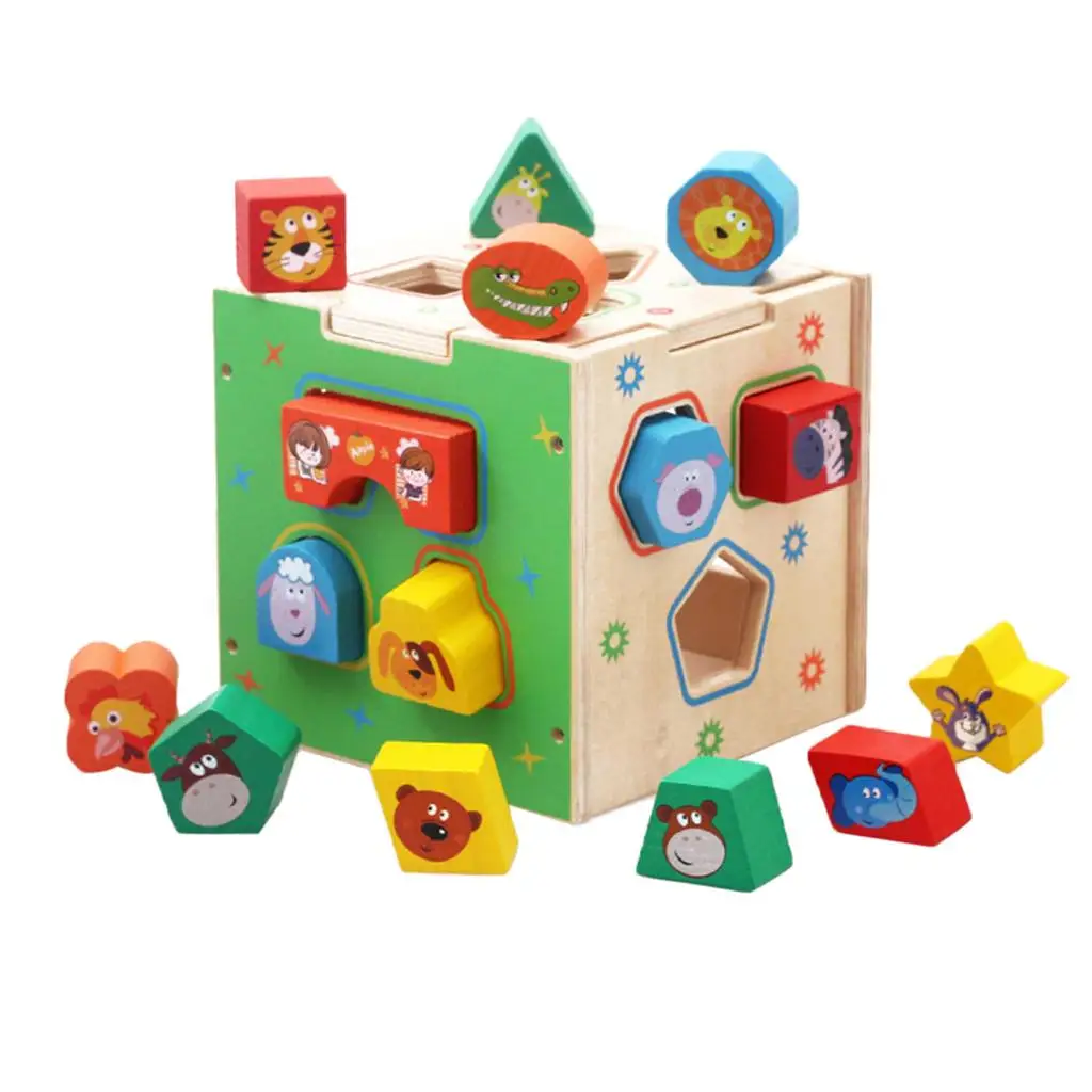 Shape Color Sorter Toy - Colorful Wooden Color Recognition Shape Sorting  Lid for Kids Learning Sort & Match Toys for 