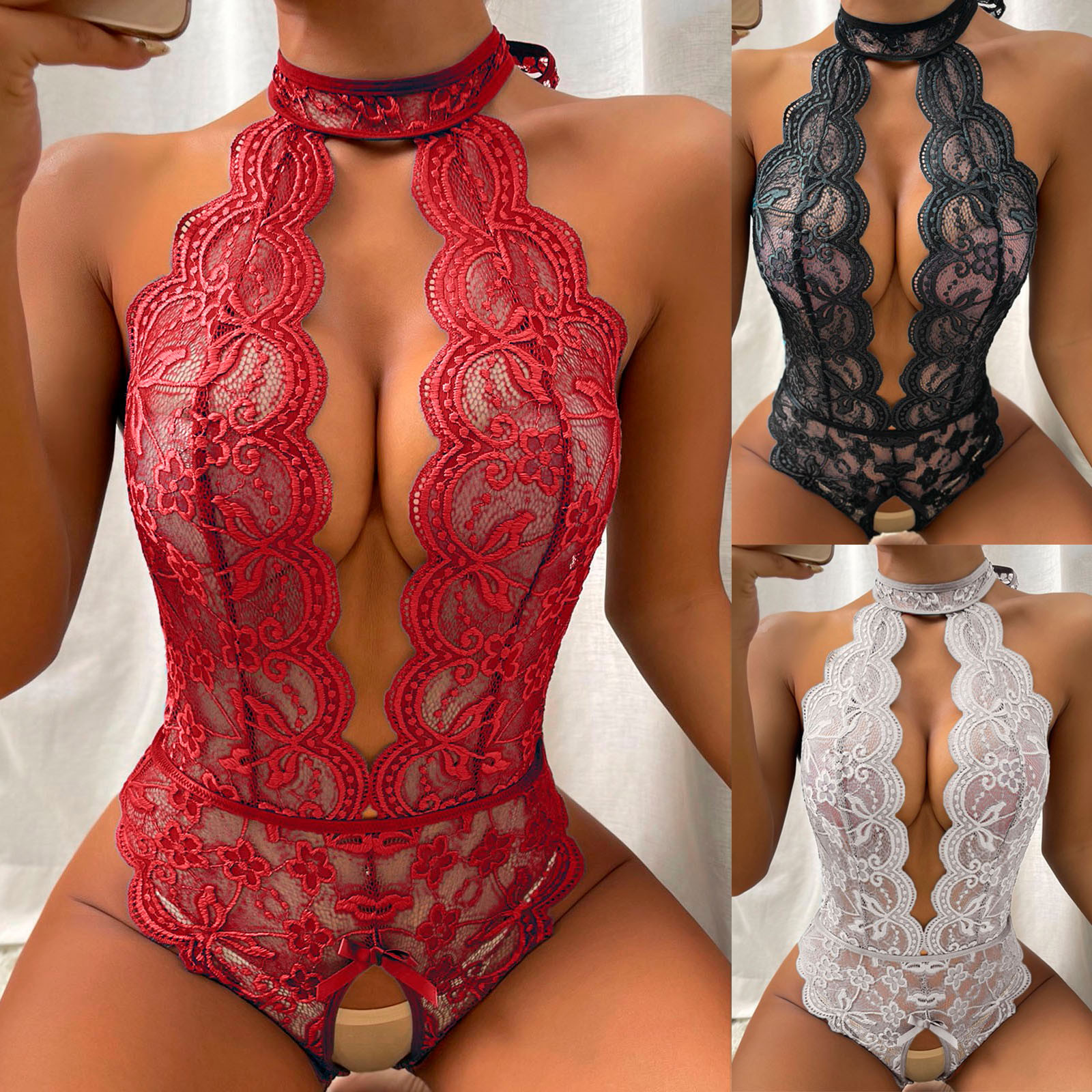 One Piece Teddy Bodysuit Women Sex Open Bra Crotchless Underwear Transparent Lingerie Lenceria Erotic Mujer Sexi Body Suit