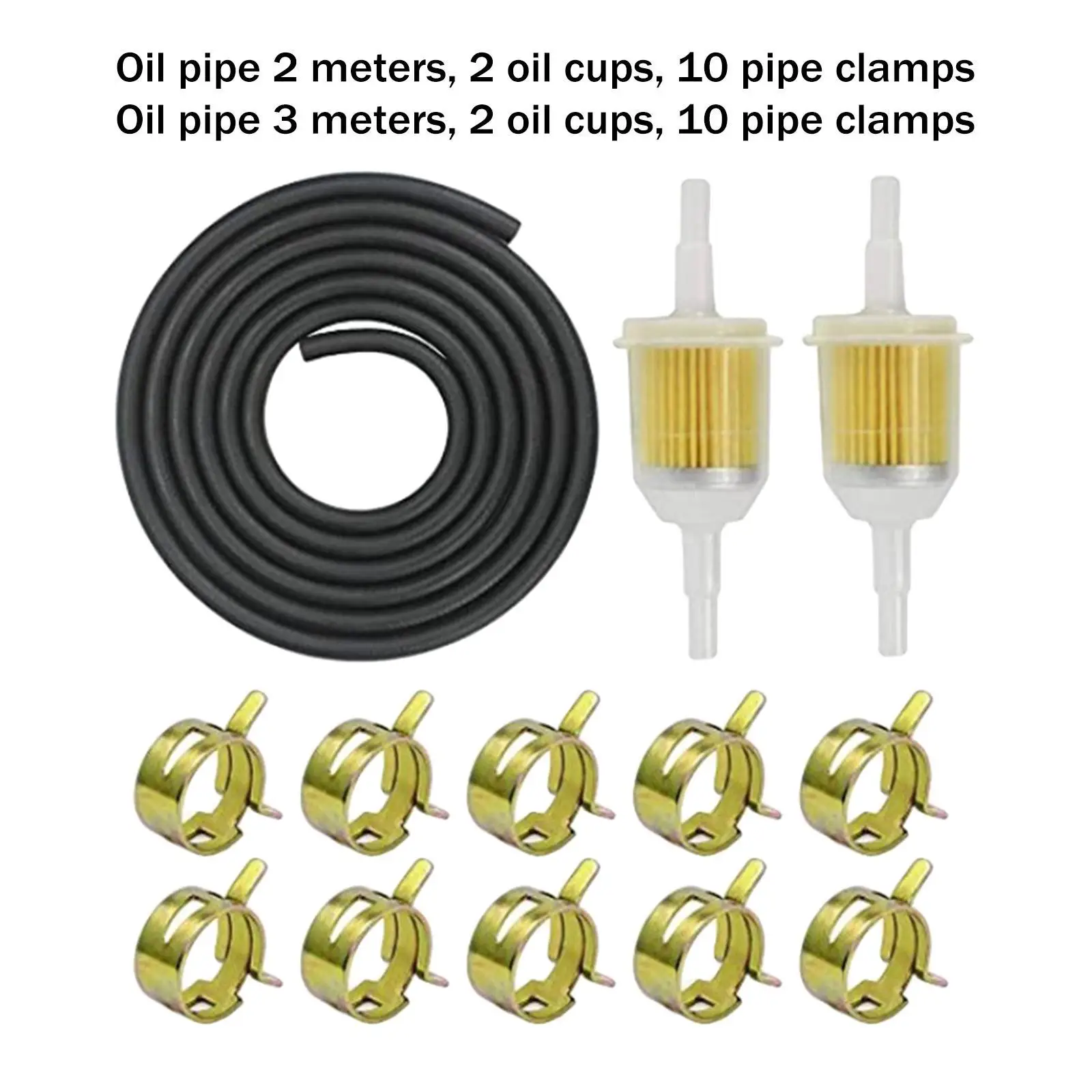 Fuel Line Hose Kit 2pc 8mm Oil Filters 10pc Hose Clamps for Lawn Mowers Snowmobiles Motorcycles