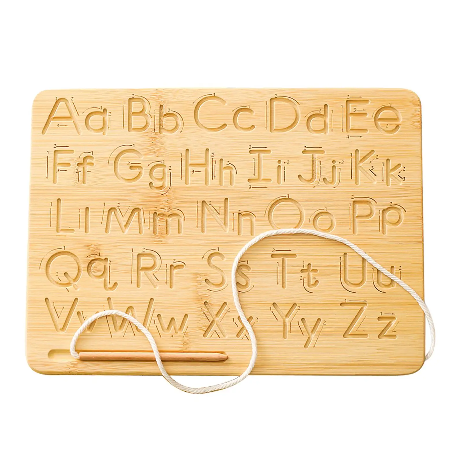 Letter Practicing Board Double Sided Exercise Board Learning Playset with Pencil Girls Boys Wooden Alphabet Tracing Board