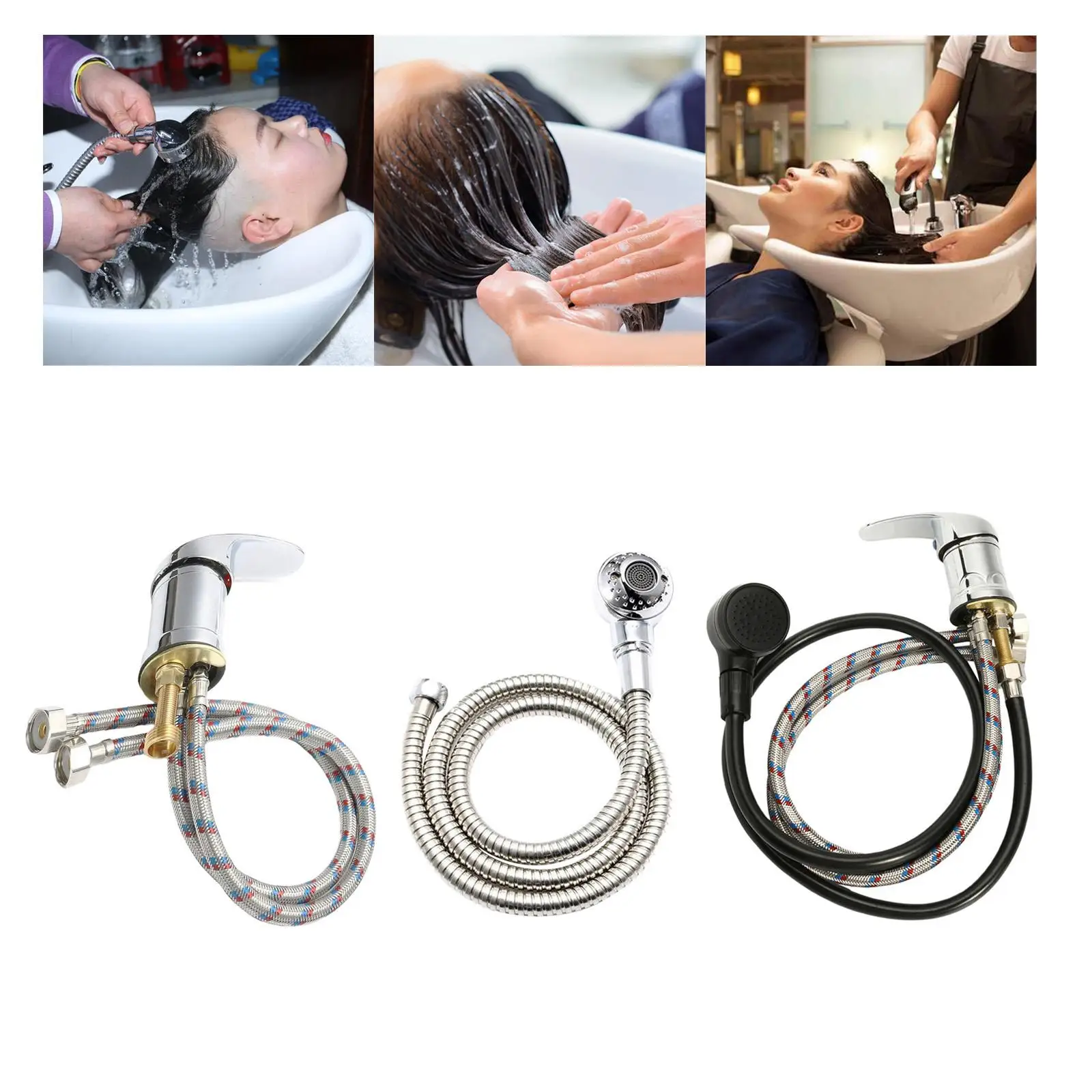 Mixer Tap Bath Sink Faucet Spray Hose Push on Washing Hairdresser