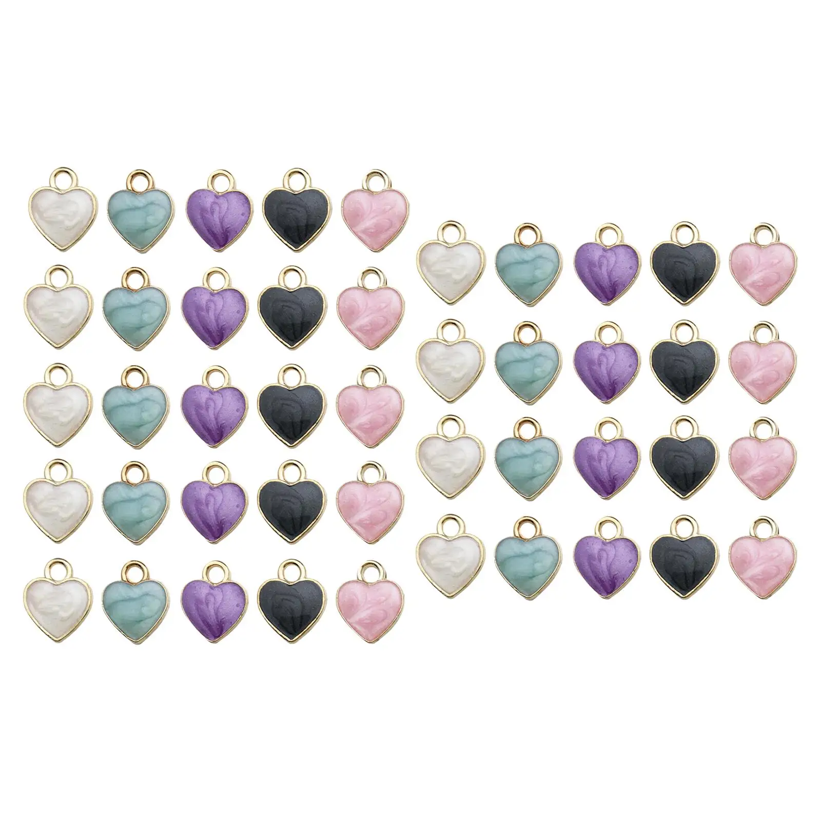 50x Heart Charms Jewelry Making Finding Necklace Bracelet Earring Mini Valentine`s Gifts for Teachers Toddlers Pets Mom Students