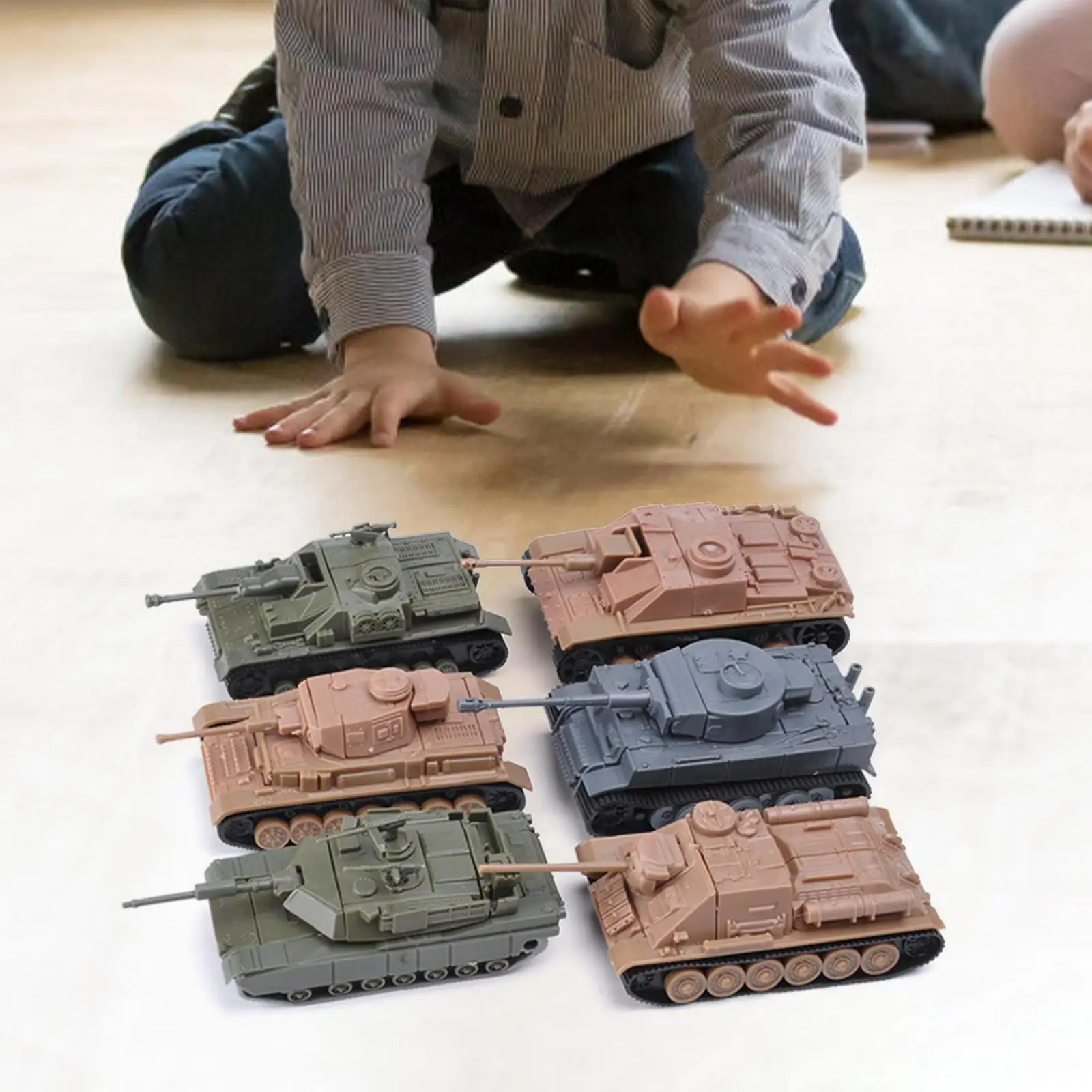 6 Pieces Tank Model DIY Assemble Collectibles Decorative Toys Military Display Party Favors Durable for Beginners Teenagers