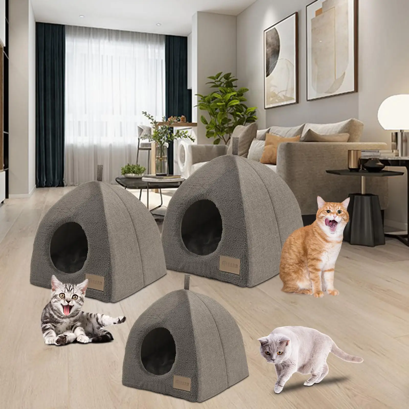Large Cat House with Pad Nonslip Detachable Warm Accessories Comfortable