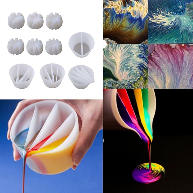 517F Silicone Split Cup 2/3/4/5 Chambers Reusable Silicone Pouring Divided  Cups10Pcs/set for Fluid Art Acrylic Paint Resin DIY - AliExpress