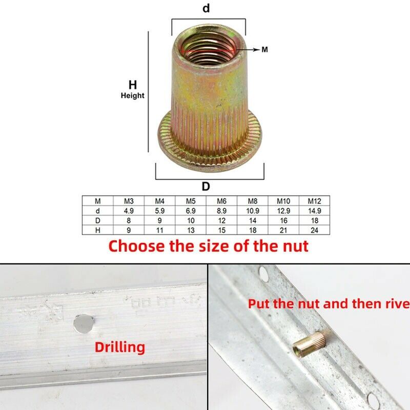 1pcs Hand Rivet Nut Gun Head Nuts Simple Installation Manual Riveter Rivnut Tool Accessory for Nuts M3 M4 M5 M6 M8 M10