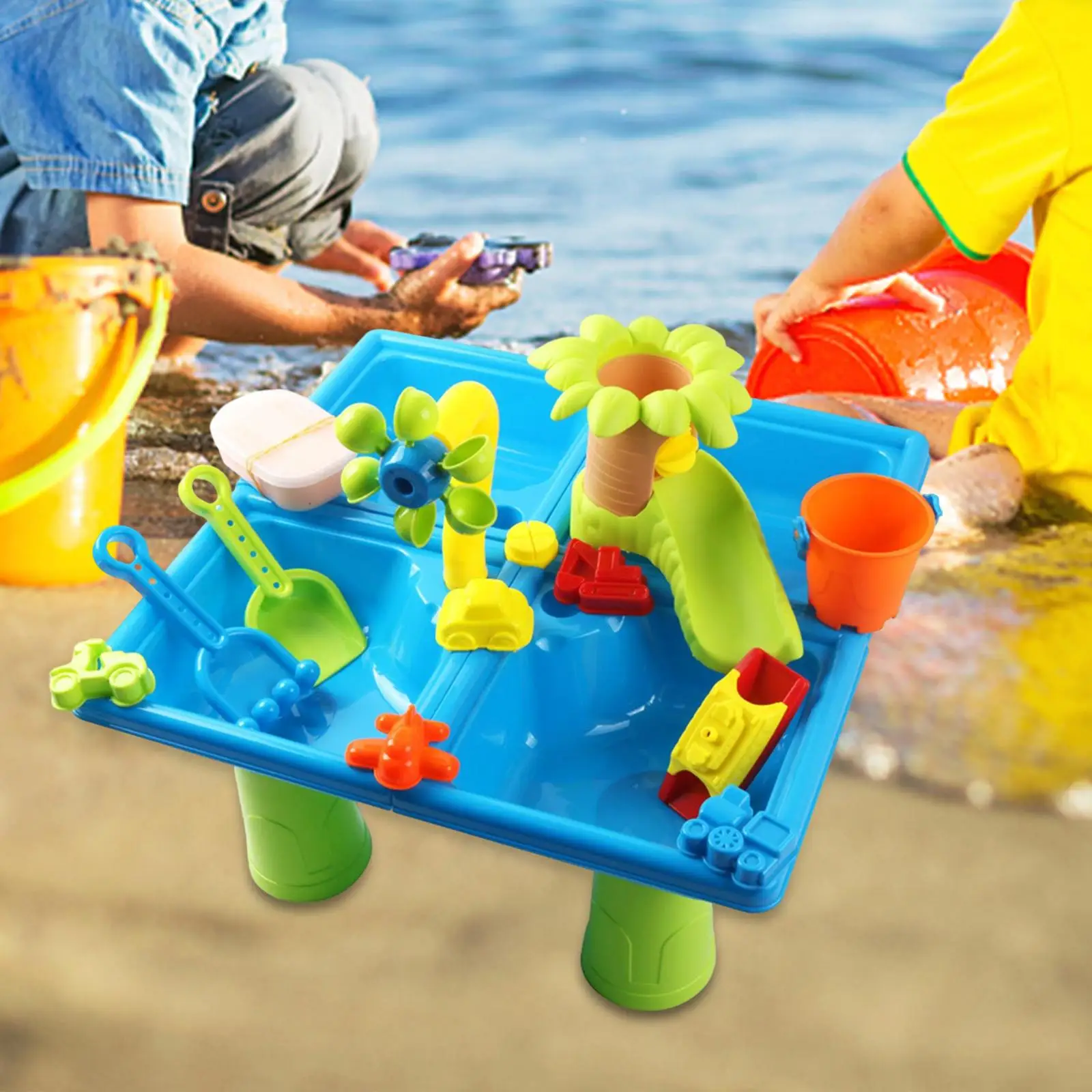 24 Pieces Summer Water Table Sensory Toys Interactive Social Play Sandbox Table Playset for Kids Girls Boys Birthday Gifts