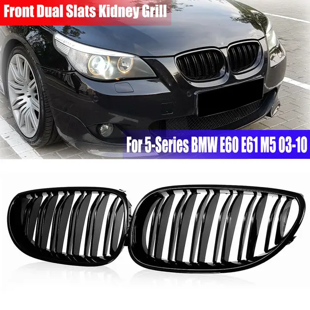 Pair front kidney matte black grill grilles for bmw e60 e61 5 series m5  03-10