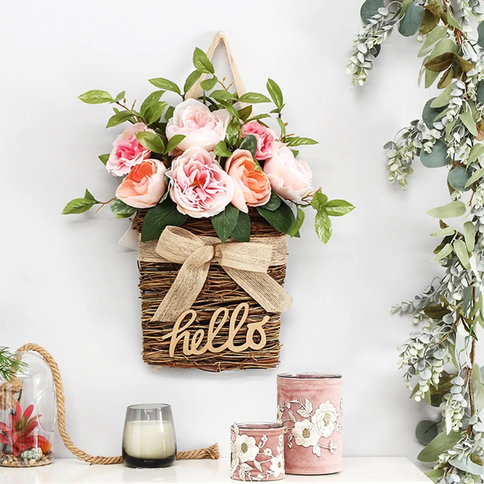 Decorative Wall-Mounted Flowers Pot Decor Pendant Wall Planters Decor Hanging Vase for Door Indoor Farmhouse Garden Decor