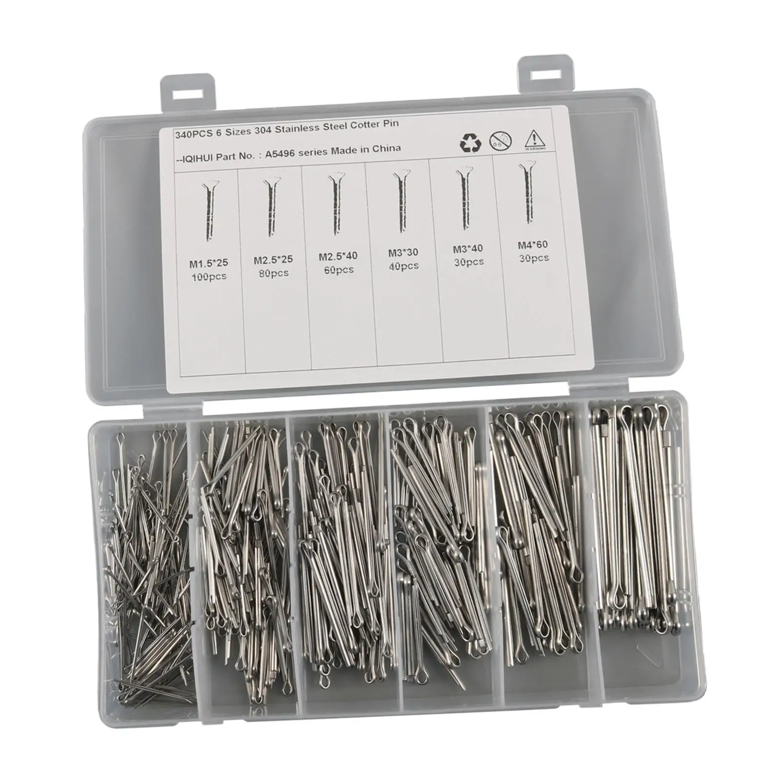 340 Pcs Holds Pins or Castle Nuts in Place Cotter Pin Assortment Split Pin Fastener Clips Straight Hairpins for Car Garage