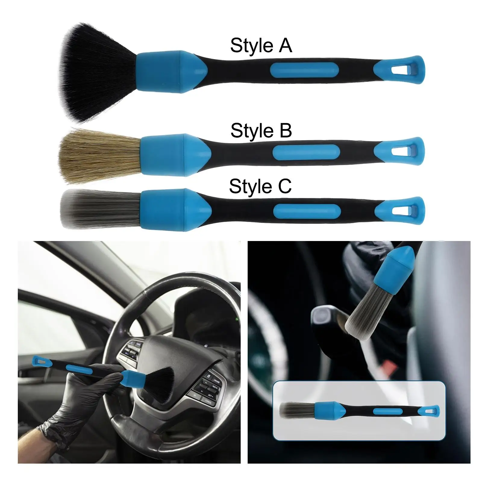 Vehicle Detail Brush Easier Storage Washing Interior Upholstery Vents for Badges