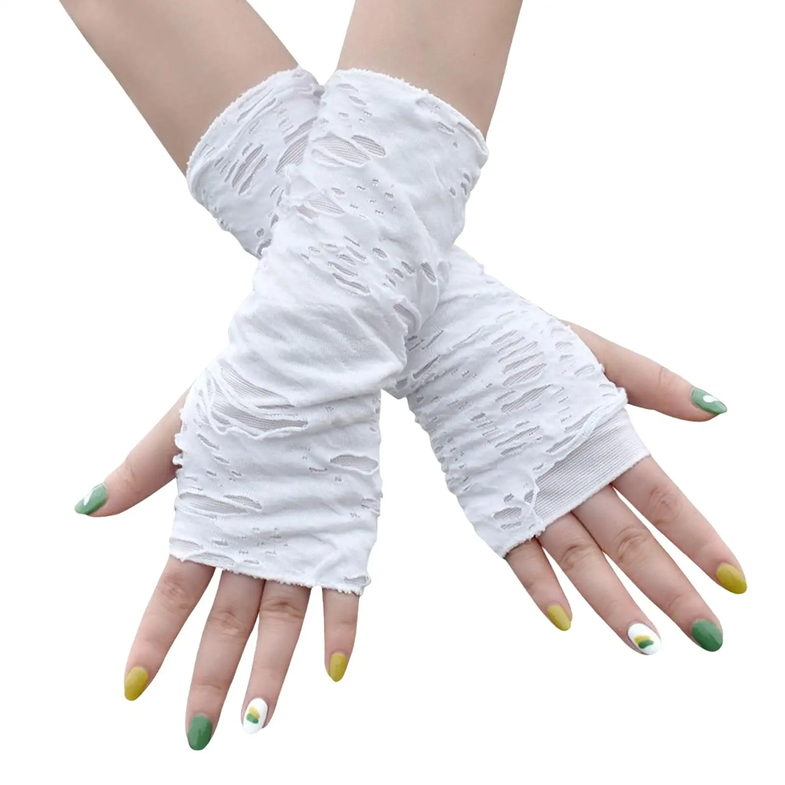 Women`s Steampunk Fingerless Gloves Gothic Arm Warmer Glove Cosplay