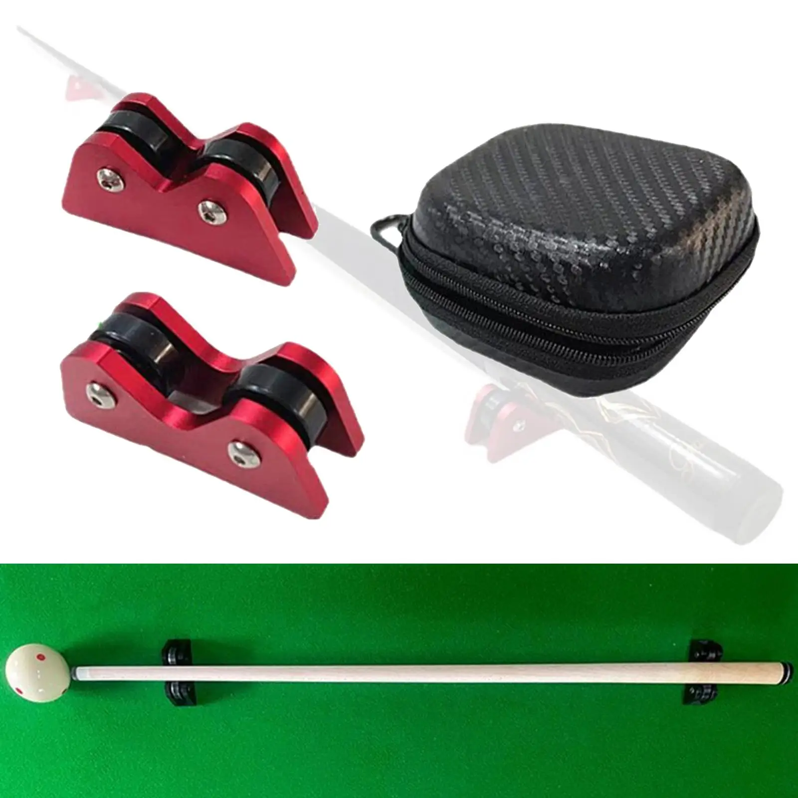 2 Pieces Billiard Cue Straightness Checker with Carry Case Detection Durable Portable Tool for Club Bar Home Maintenance Repair
