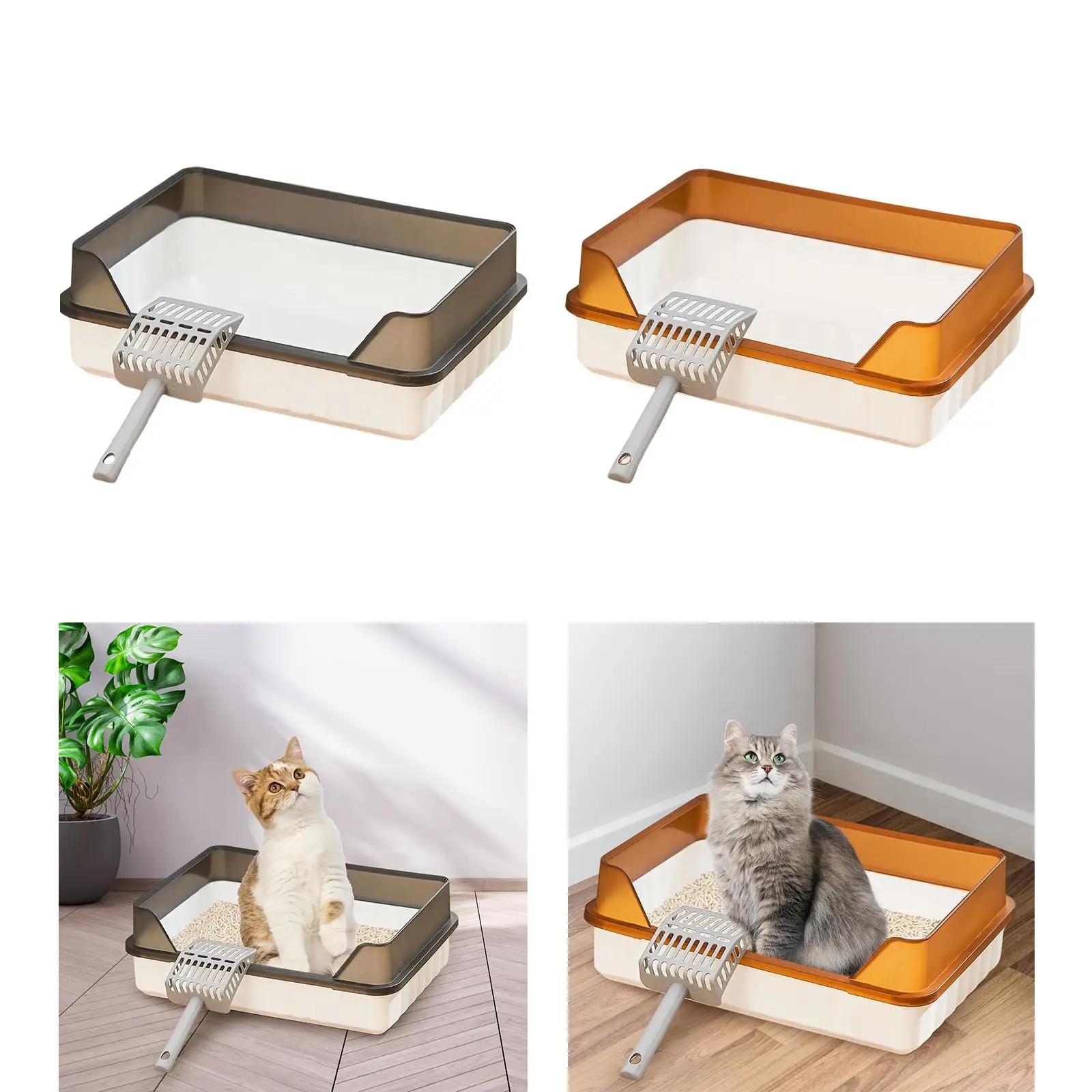 Pet Litter Tray Potty Toilet Litter Pan High Sided Cats Litter Box for Small Medium Cats
