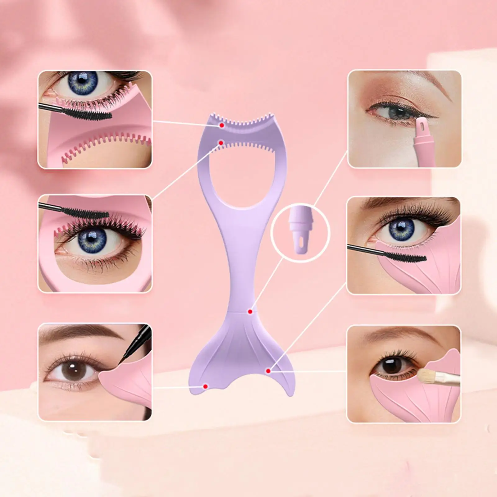 Cute Mermaid Eyeliner Template Guide Stencil Reusable Guide tool Makeup Tool Eyeliner Assistant for Women Girls Beginners