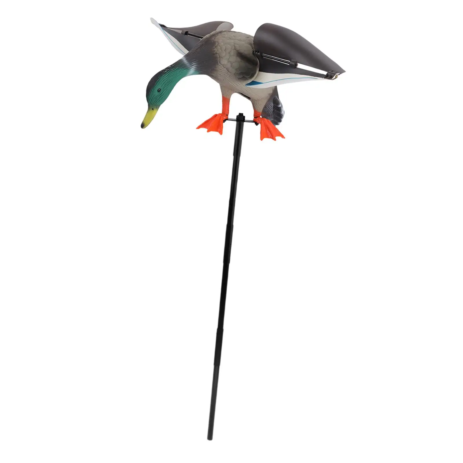 Rotating Wing Duck Decoy with Support Rods Lifelike 3D Simulation Decoy Wind Driven Duck Decoy for Pool Outdoor Yard Pond Decor