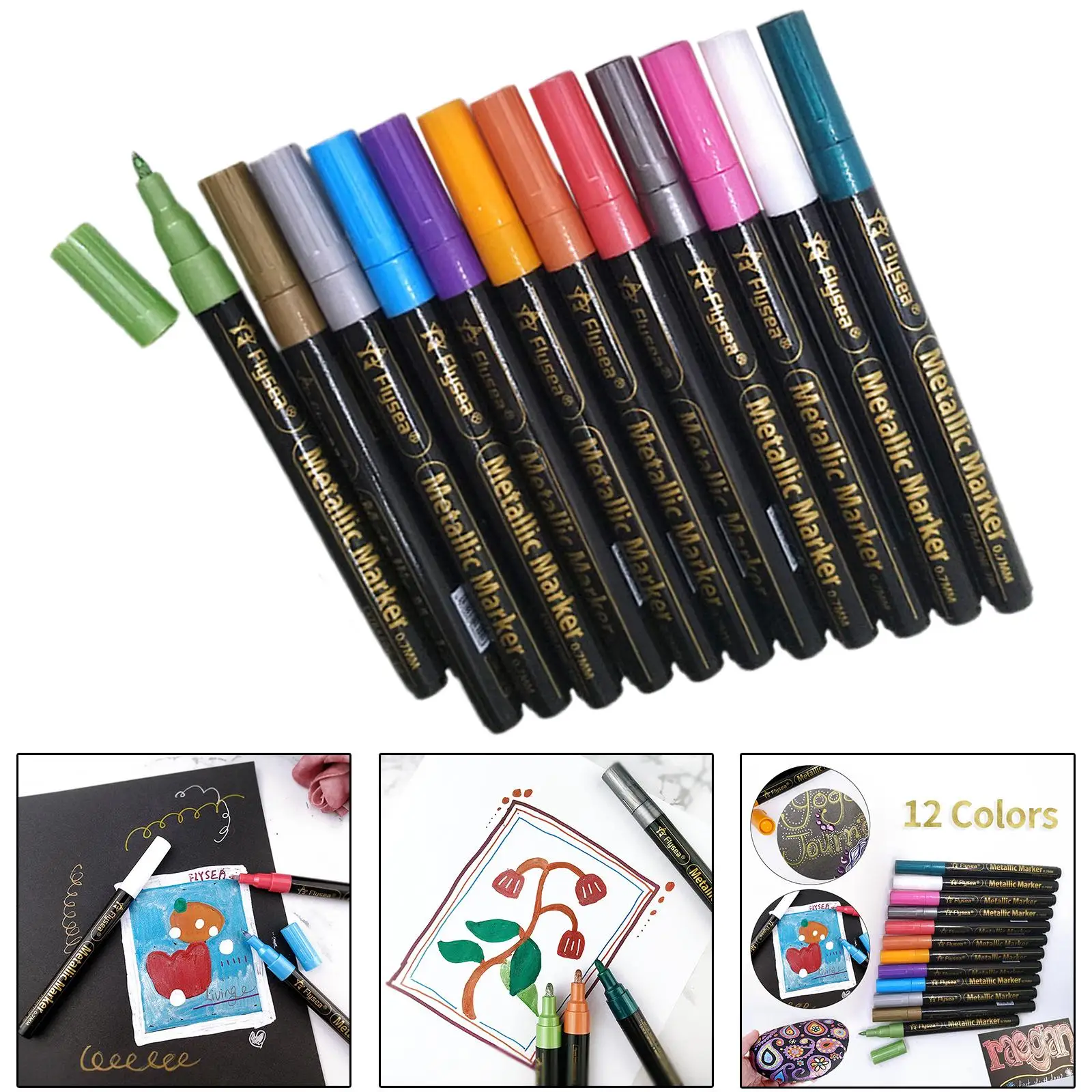12 Colors Marker Pens Water Based Marker Pens Crafts Quick Drying  Painting Wood Photo Album Card Making Ceramic