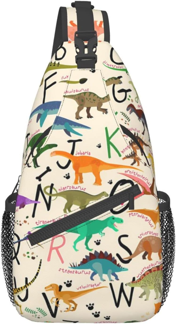 Cute Dinosaur Sling Bag para homens e