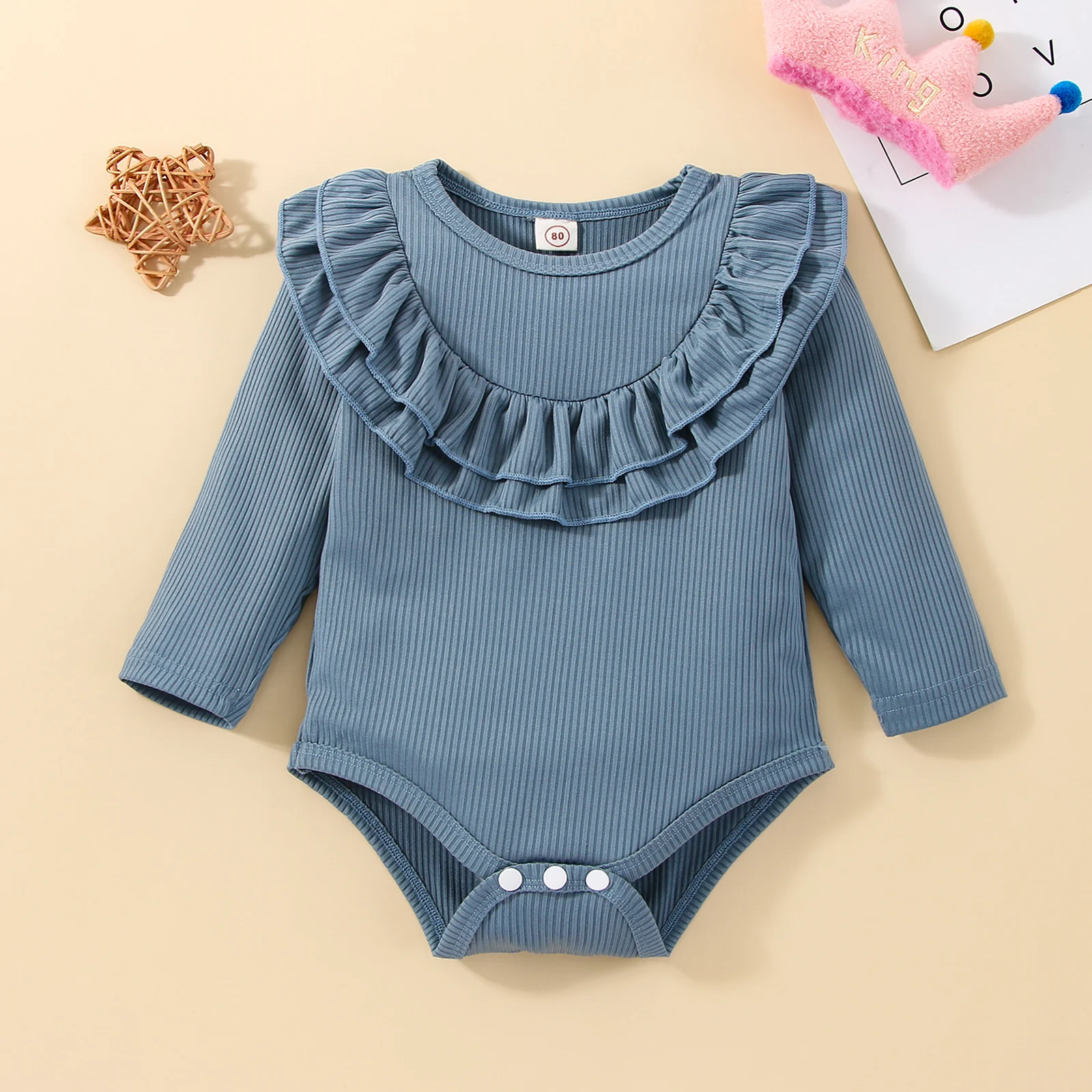 Ma&Baby 3-24M Newborn Infant Baby Girl Romper Knit Soft Long Sleeve Ruffle Jumpsuit Spring Autumn Toddler Girls Clothing D01