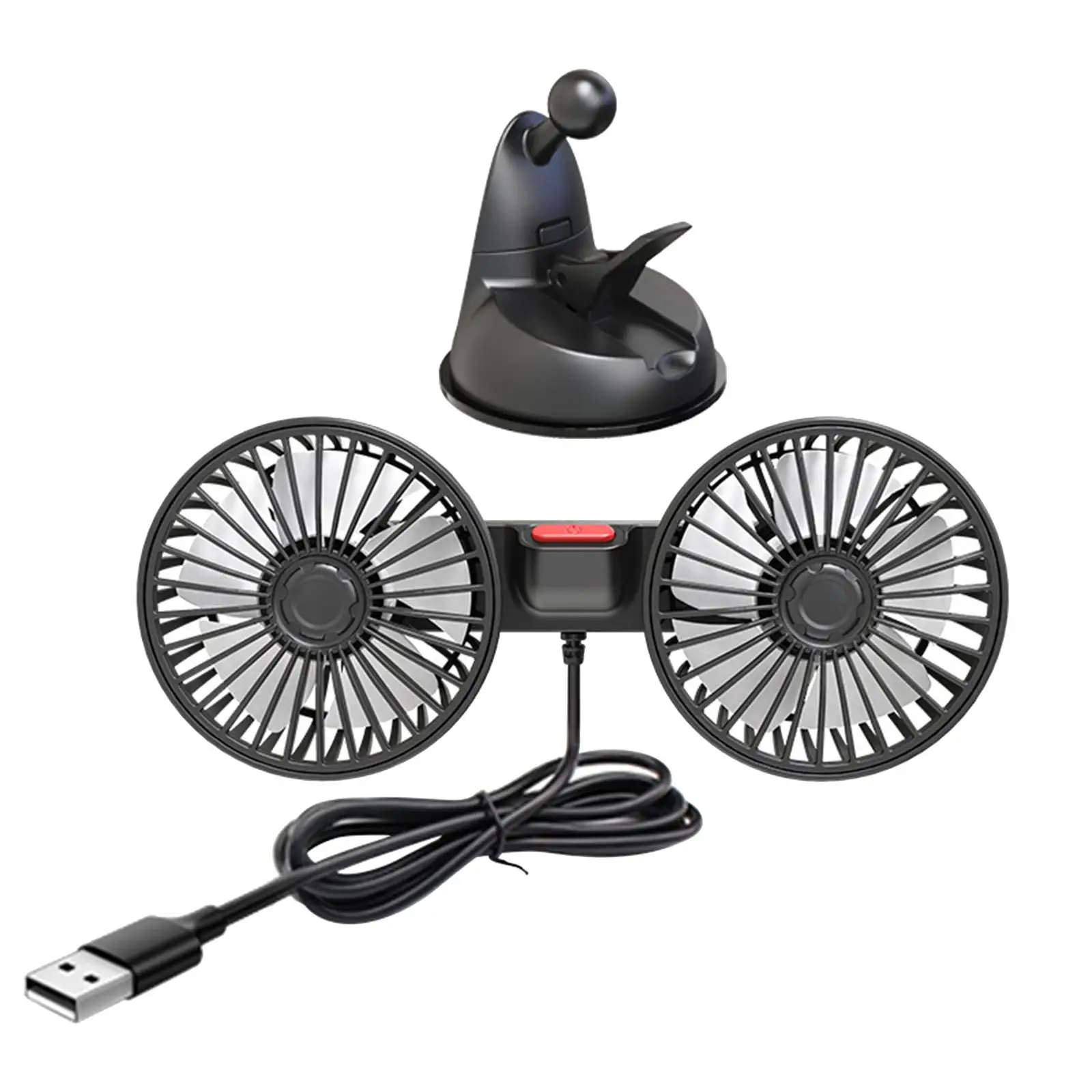 Car Cooling Fan ABS Universal Strong Wind USB 360 Degree Adjustable Desk Fan