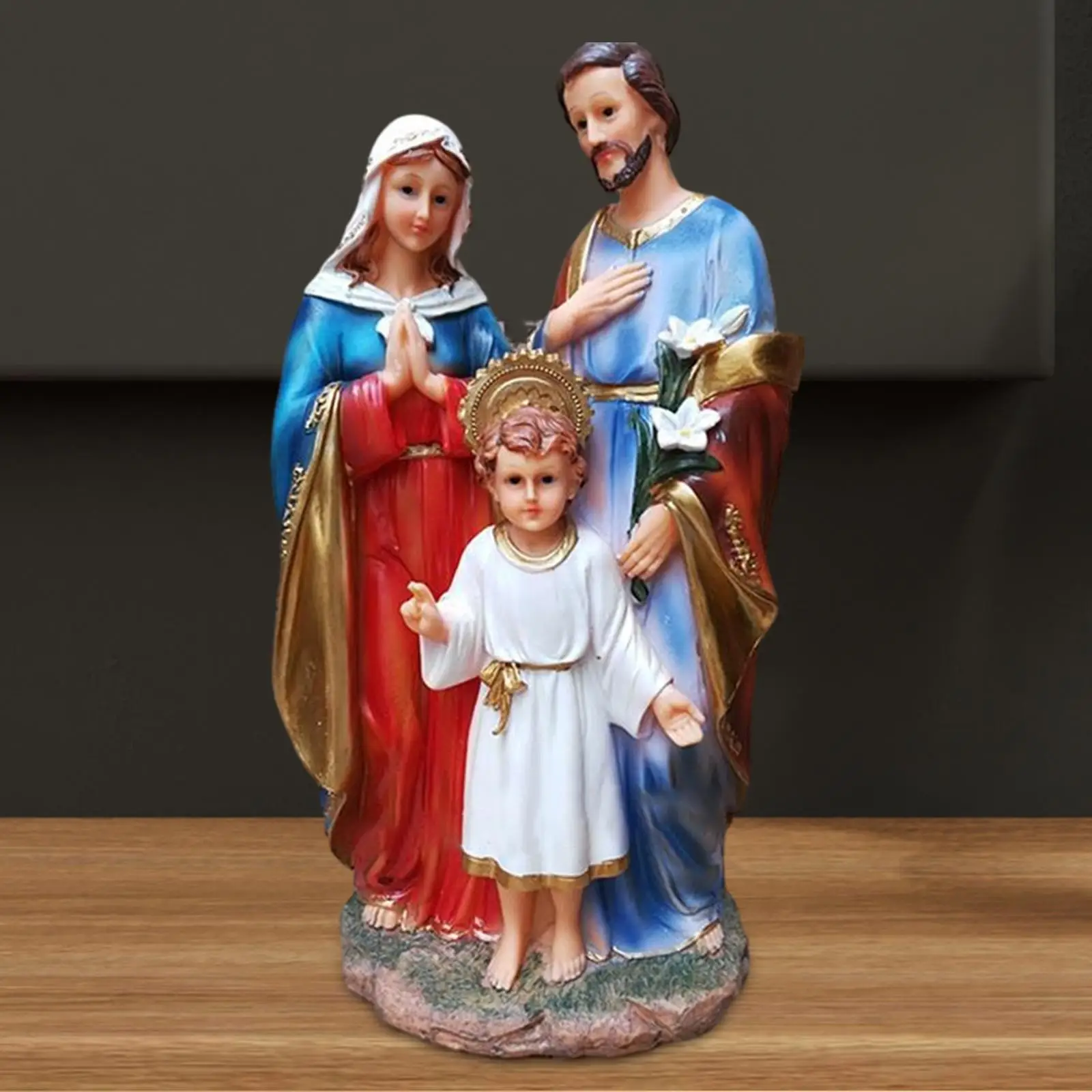 Holy Family Statue Jesus Mary Joseph Figurine Ornament Christian Gifts Virgin Mary Joseph Jesus Figures for Car Interior Desktop