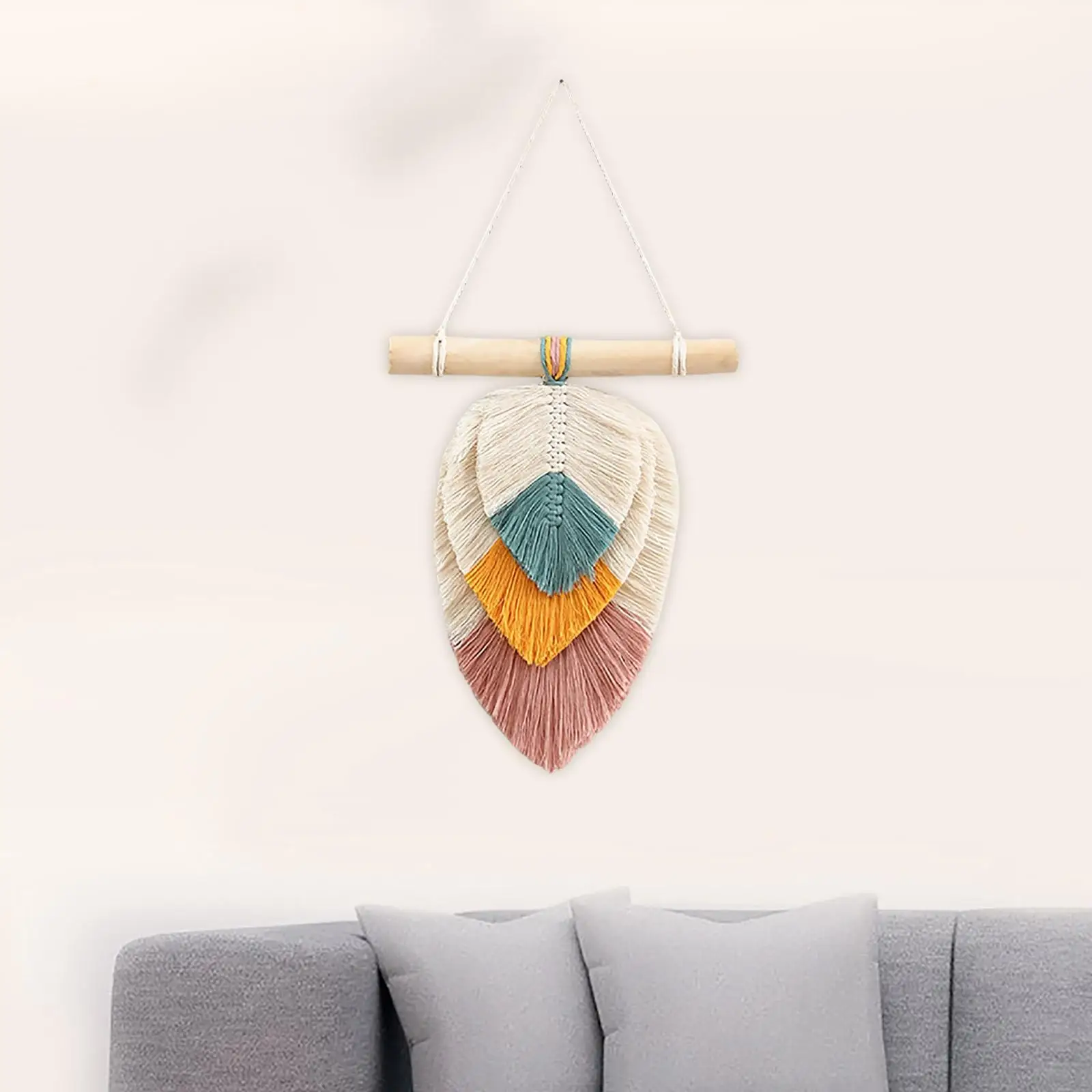 Nordic Macrame Wall Hanging Tapestry Handwoven Wall Art Pendant for Living Room Dorm Bedroom Party Ornament