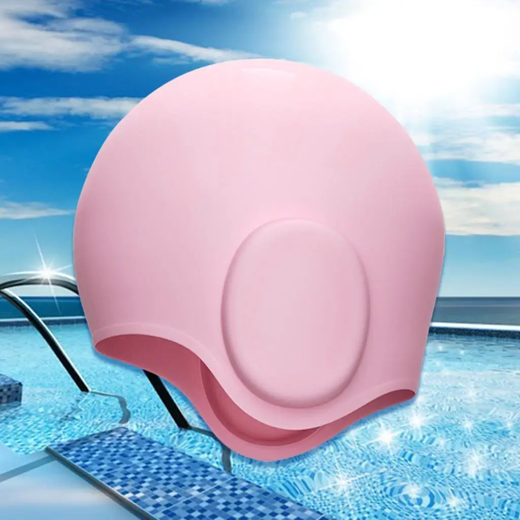 Silicone Long Hair Swim Hat Ear  Swimming Hat for Women and Men Keep Your Hair  to Put on and Off