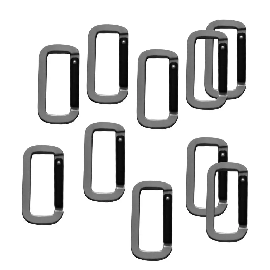 10pcs Aluminum  Multi-use Outdoor Rectangle Carabiners Keychain Buckle