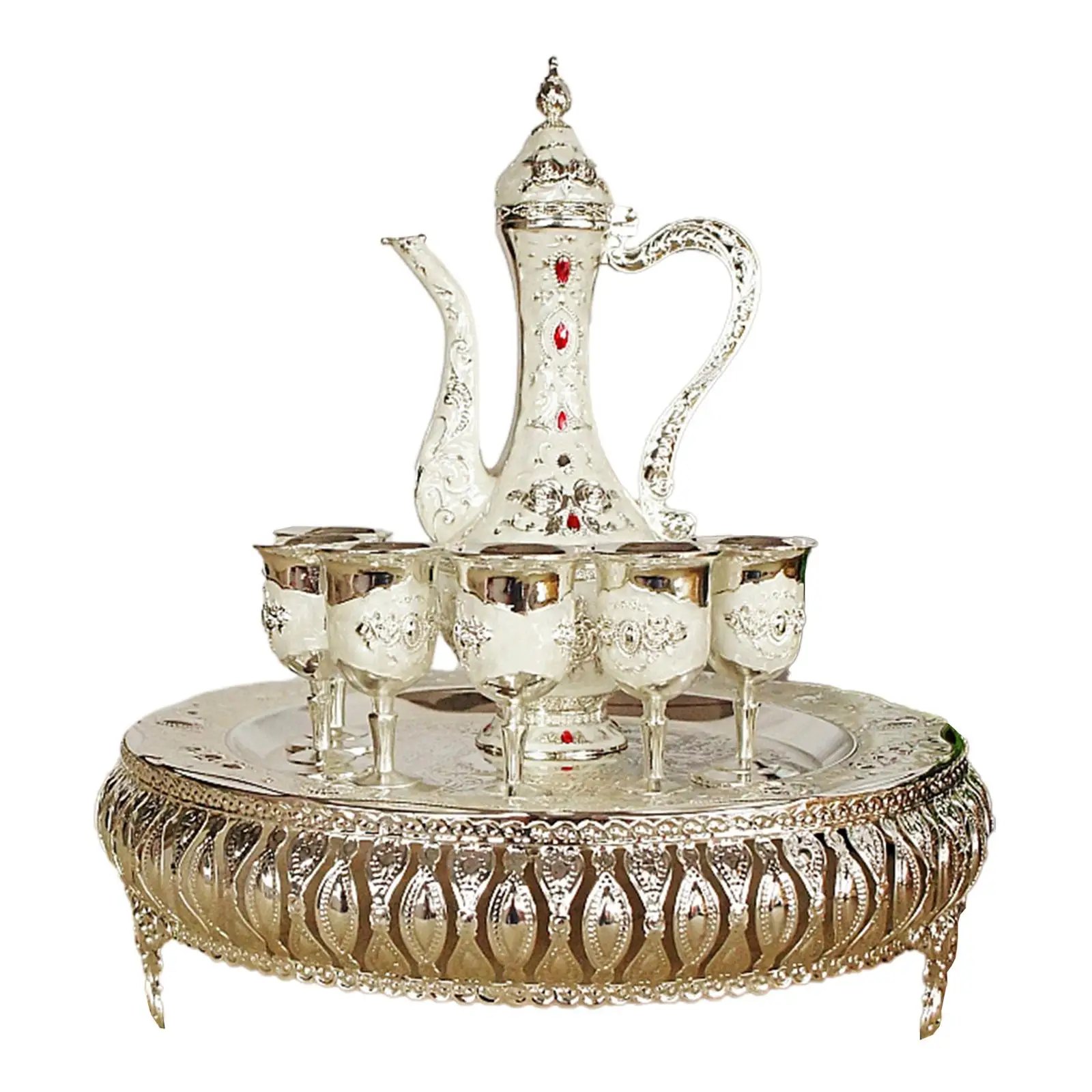 Luxury Vintage Turkish Coffee Pot Set Inset with Crystal for Coffee