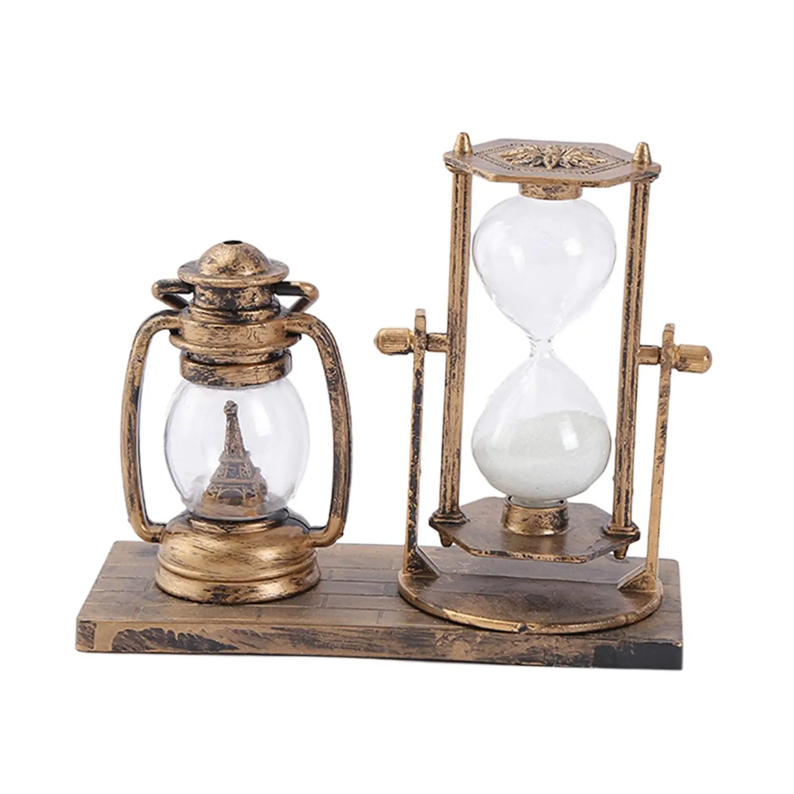 European Retro Style Lantern Hourglass Timer Decor Sandglass Table Centerpiece Creative for Desktop Office Kitchen Birthday Gift