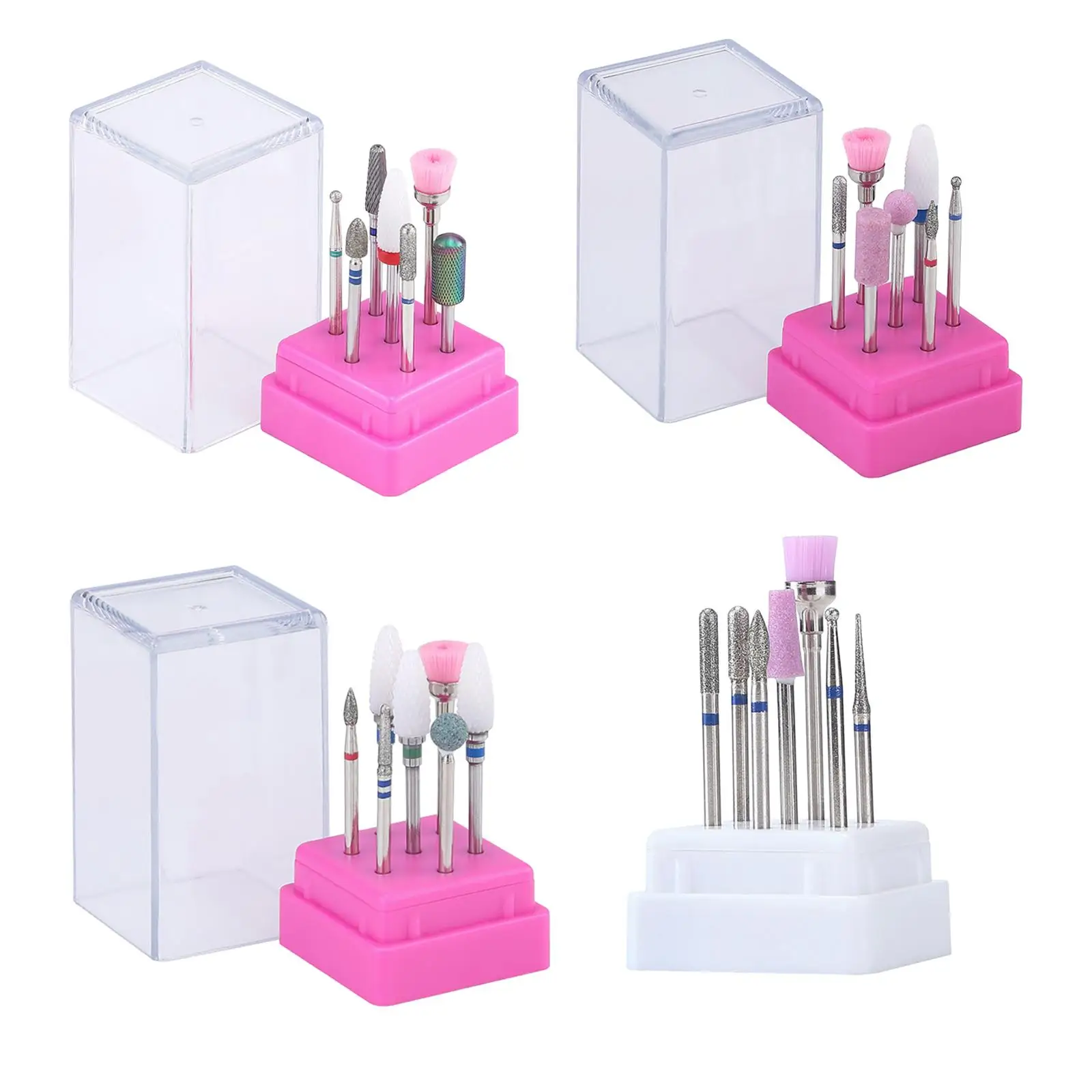 Electric Nail Drill Bits Kit with Holder Box 7Pcs Polishing File Grinding Heads for Pedicure Manicure Nail Polish Manicurists