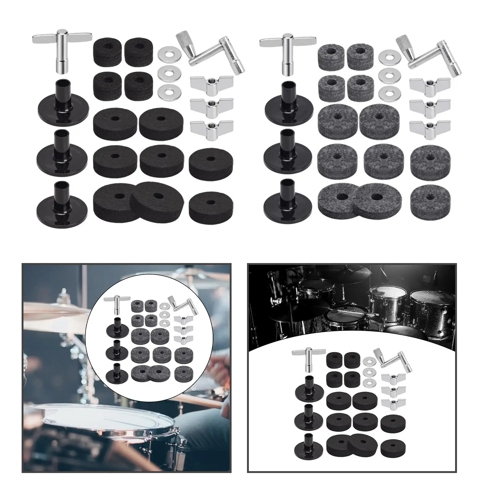 23x Cymbal Sleeve and Felt Cymbal Replacement Accessory for Shelf Drum Kits